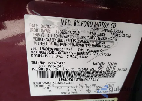 2008 Ford Taurus X z USA, uszkodzony, nr VIN 1FMDK02108GA21561
